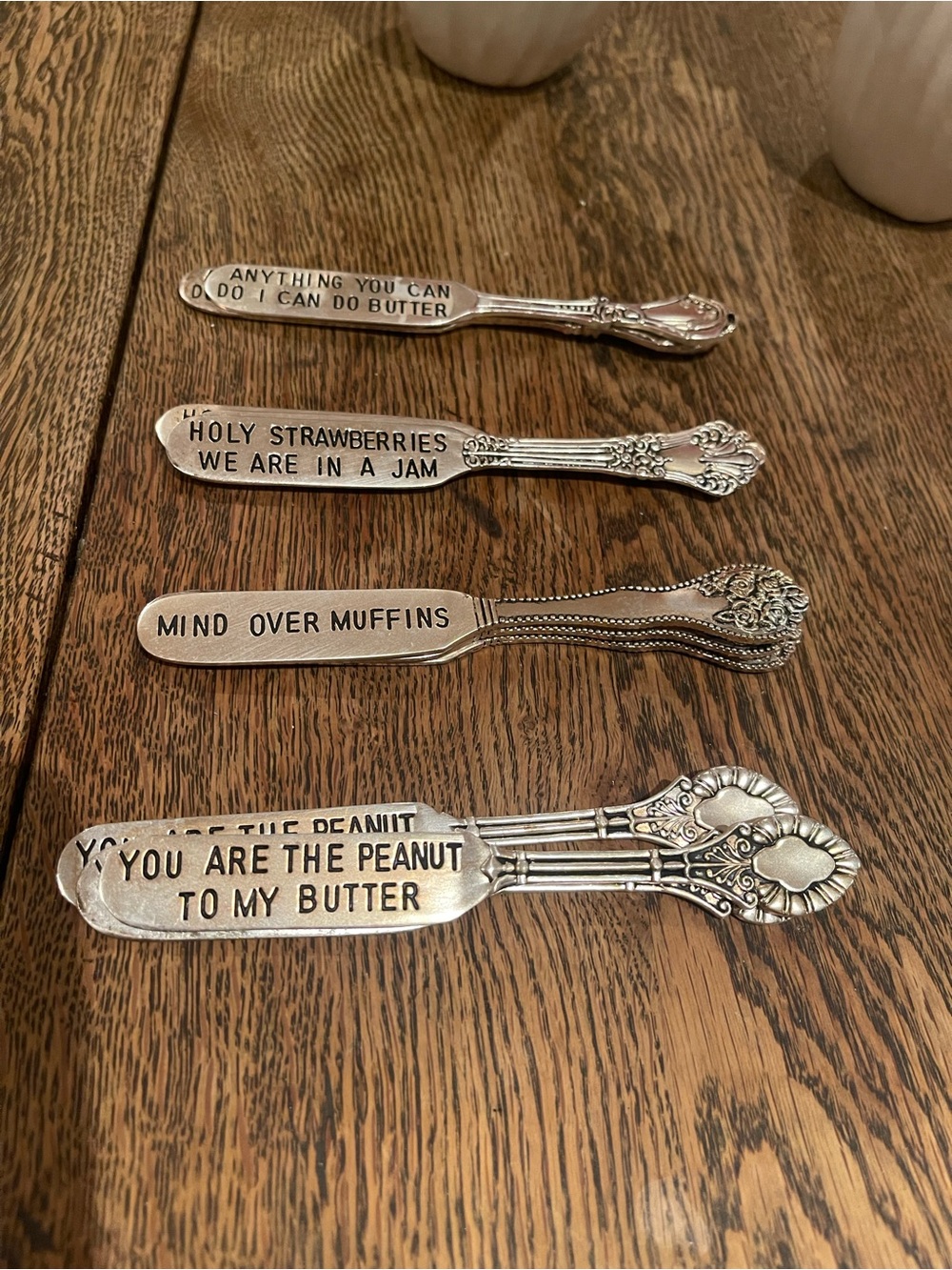 Mud Pie Stamped Silver Butter Spreaders - Set of 4